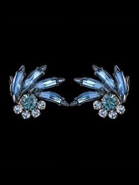 Vintage Austria blue rhinestone clip on earrings